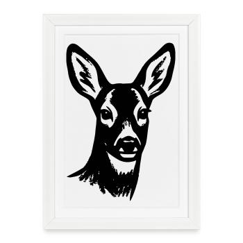 Silhouette de cerfs Forêt Animal Cottagecore Amis de la nature - Affiche encadrée (27 × 37 cm) - blanc - Devant