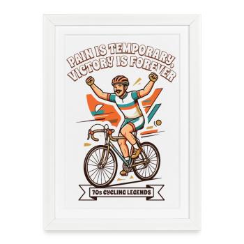 La douleur d’affiche de cyclisme vintage des années 70 est temporaire - Affiche encadrée (27 × 37 cm) - blanc - Devant