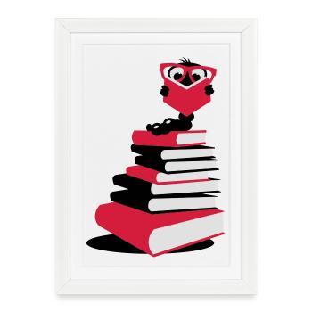 A bookworm reading - Framed poster (27 × 37 cm) - white - Front