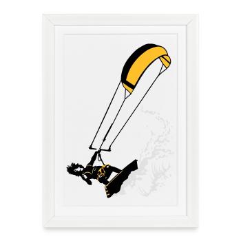 Kitesurfing and wave flex - Framed poster (27 × 37 cm) - white - Front
