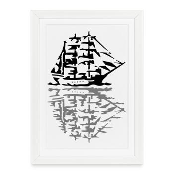 sailing ship - Framed poster (27 × 37 cm) - white - Front