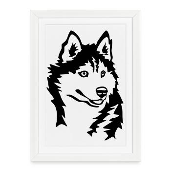 Tête de Husky - Affiche encadrée (27 × 37 cm) - blanc - Devant