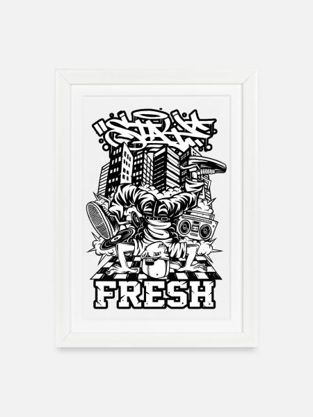 Breakdance B-Boy Streetdance Design Hip Hop Dance - Gerahmtes Poster (27 × 37 cm) - Weiß