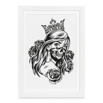 Tête de Reine (motif de partenaire) - Affiche encadrée (27 × 37 cm) - blanc - Devant