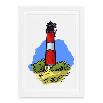 Phare De Hörnum Sylt - Affiche encadrée (27 × 37 cm) - blanc - Devant