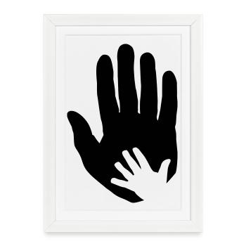 Baby, child hand in adult parent hand. - Framed poster (27 × 37 cm) - white - Front