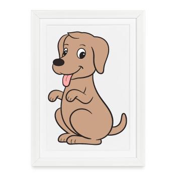 Chiens Chiens - Affiche encadrée (27 × 37 cm) - blanc - Devant