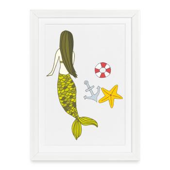 Heure avancée de Mermaid - Affiche encadrée (27 × 37 cm) - blanc - Devant