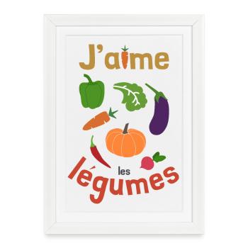 J'aime les légumes - Affiche encadrée (27 × 37 cm) - blanc - Devant