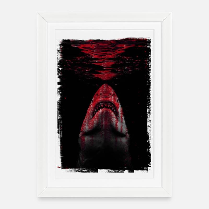 Der Hai - Gerahmtes Poster (27 × 37 cm) - Weiß