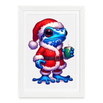 Poison arrow frog Santa Claus - Framed poster (27 × 37 cm) - white - Front