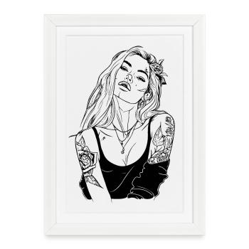 Tatouage Fille Conception - Affiche encadrée (27 × 37 cm) - blanc - Devant