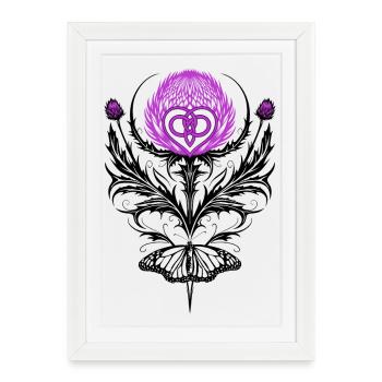 Chardon avec noeud papillon - Affiche encadrée (27 × 37 cm) - blanc - Devant