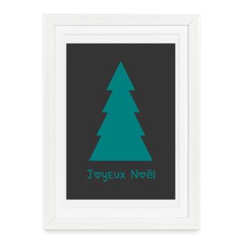 CHRISTMAS. MERRY CHRISTMAS. FIR. HAPPY NEW YEAR - Framed poster (27 × 37 cm) - white - Front
