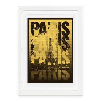 Paris Ville de l’Amour – Tour Eiffel - Affiche encadrée (27 × 37 cm) - blanc - Devant