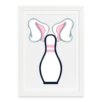 Bowling Pâques Pâques Oreilles de lapin - Affiche encadrée (27 × 37 cm) - blanc - Devant