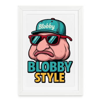 T-shirt de dessins animés Blobby style - Affiche encadrée (27 × 37 cm) - blanc - Devant