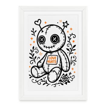 Voodoo Doll - Love Hurts, Halloween 2025 - Framed poster (27 × 37 cm) - white - Front