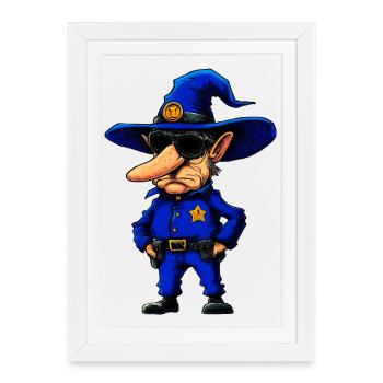 Policeman Wizard - Framed poster (27 × 37 cm) - white - Front