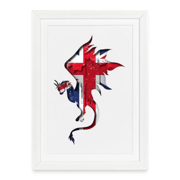 Drapeau de la Grande-Bretagne - Royaume-Uni - Silhouette - Affiche encadrée (27 × 37 cm) - blanc - Devant