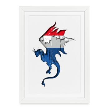 Drapeau des Pays-Bas - Pays-Bas - Silhouette de - Affiche encadrée (27 × 37 cm) - blanc - Devant