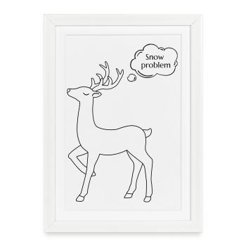 Snapped Christmas deer - Framed poster (27 × 37 cm) - white - Front