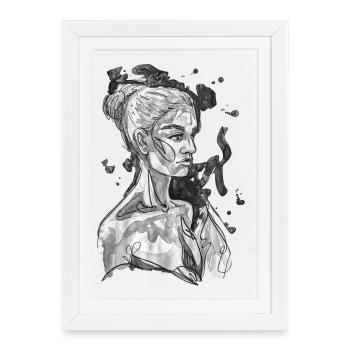 Red black and white drawing carographic - Framed poster (27 × 37 cm) - white - Front