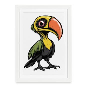Toucan Bird Halloween Comic Funny - Framed poster (27 × 37 cm) - white - Front