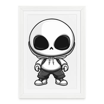 Zombie Halloween Squelette Bande dessinée - Affiche encadrée (27 × 37 cm) - blanc - Devant