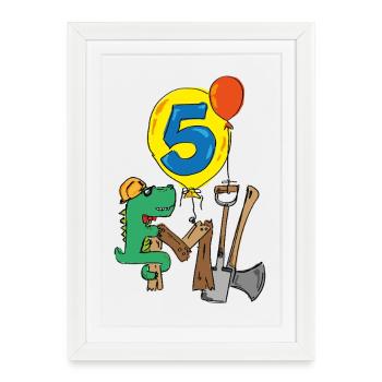 Emil Baustellenkroki fête ses 5 ans - Affiche encadrée (27 × 37 cm) - blanc - Devant