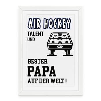Joueur de air hockey Air Hockey Papa Père Homme - Affiche encadrée (27 × 37 cm) - blanc - Devant