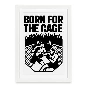 MMA Né pour la cage - Affiche encadrée (27 × 37 cm) - blanc - Devant