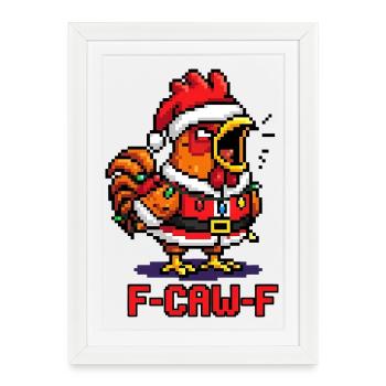 F-CAW-F Crow Cadeau sarcastique de Noël - Affiche encadrée (27 × 37 cm) - blanc - Devant