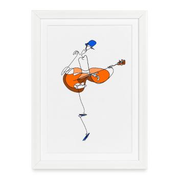 Guitariste - Affiche encadrée (27 × 37 cm) - blanc - Devant