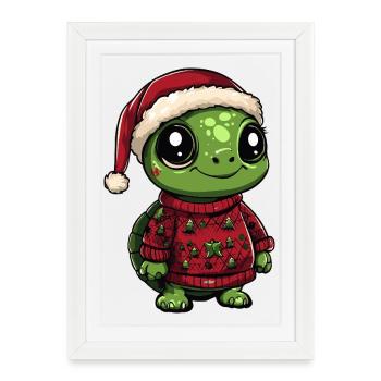 Turtle Christmas - Framed poster (27 × 37 cm) - white - Front