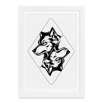 Tête de loup - Affiche encadrée (27 × 37 cm) - blanc - Devant