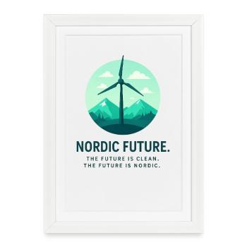 L’avenir nordique : l’énergie éolienne verte - Affiche encadrée (27 × 37 cm) - blanc - Devant