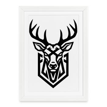 Elegant deer motif in minimalist style - Framed poster (27 × 37 cm) - white - Front