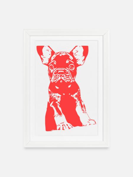 Bulldoge - Gerahmtes Poster (27 × 37 cm) - Weiß