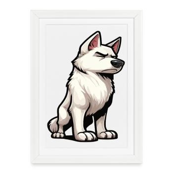 Chiens bergers blancs bergers - Affiche encadrée (27 × 37 cm) - blanc - Devant