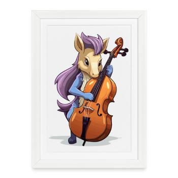 Violoncelle licorne - Affiche encadrée (27 × 37 cm) - blanc - Devant
