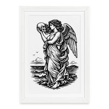 La déesse grecque Aphrodite à la mer avec le skul - Affiche encadrée (27 × 37 cm) - blanc - Devant