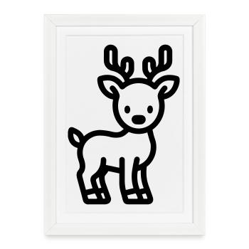 cerf - Affiche encadrée (27 × 37 cm) - blanc - Devant