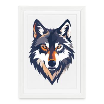 Illustration de tête de loup Motif fort et cool du loup - Affiche encadrée (27 × 37 cm) - blanc - Devant