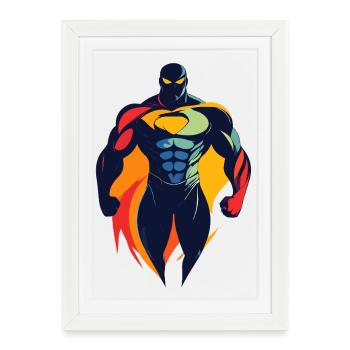 Colorful muscular superhero with cape - Framed poster (27 × 37 cm) - white - Front