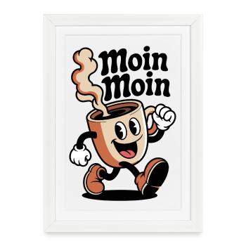 Tasse de dessins animés Coffee Joy - Affiche encadrée (27 × 37 cm) - blanc - Devant