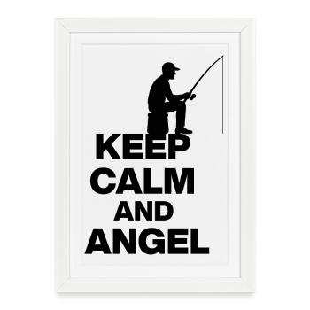 RESTEZ CALMES ET EN POSITION D’ANGLE ! ANGLER REST noir - Affiche encadrée (27 × 37 cm) - blanc - Devant