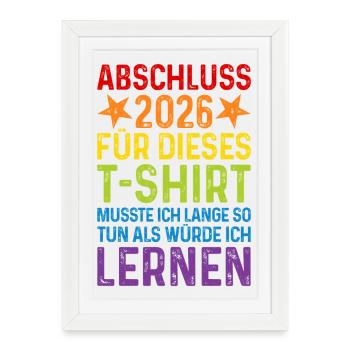 T-shirt de remise des diplômes 2026 disant Long Apprenez à faire semblant - Affiche encadrée (27 × 37 cm) - blanc - Devant