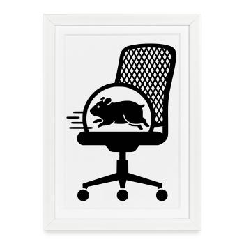 Stress du fauteuil de bureau de la roue de hamster - Affiche encadrée (27 × 37 cm) - blanc - Devant
