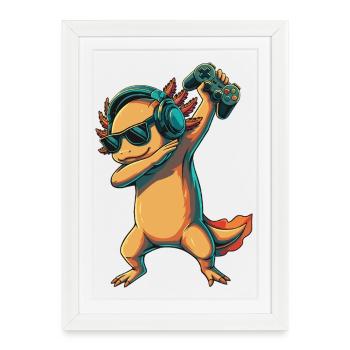 Jeux de poissons mexicains Axolotl Gamer - Affiche encadrée (27 × 37 cm) - blanc - Devant